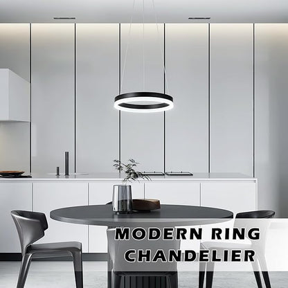 12" Black Led Ring Chandelier Ring Modern Led Chandelier 3 Pack Modern Pendant Lights Led Pendant Lights Adjustable Height Light Contemporary Light Fixture for Kitchen Island Dining Room