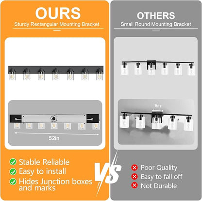 IZORRO Bathroom Vanity Light Fixture, 7-Light 52 inch Matte Black Bathroom Light Fixtures Over Mirror, with Clear Glass Shade, Modern Farmhouse Vanity Lights, Rustic Restroom Lighting Fixtures