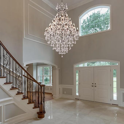 42 Lights Large Crystal Chandeliers for High Ceilings Maria Theresa Chandelier Light Fixture Vintage Chandelier for Foyer Hallway Entryway Staircase Brown 75" H x 49.2" D