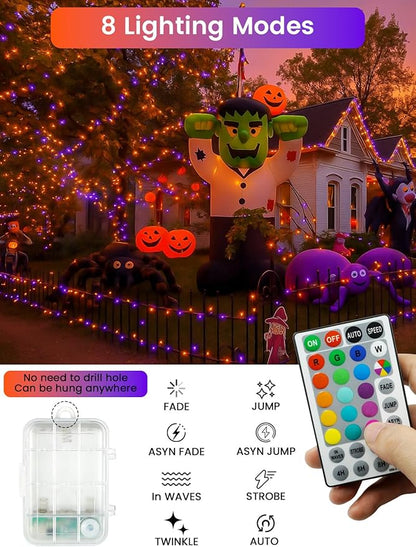 RGB Color Changing 33Ft 100LED 4th of July Fairy Lights Battery Operated, Waterproof String Lights USB Powered with Timer for Indoor & Outdoor, 18 Colors & Multicolor for Independence Day Memorial Day