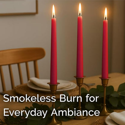 Stonebriar Unscented Taper Candles – 7 Hour Burn Time, Long-Lasting Wax Candles for Weddings, Holidays, Home Décor & Special Events, Pack of 4, Red, 10"