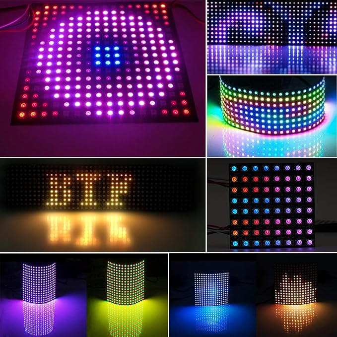 BTF-LIGHTING 2 Pack WS2812B ECO RGB Alloy Wire 5050SMD Individual Addressable 8X8 256 Pixel LED Matrix Panel Flexible FPCB Full Color Work with WLED,SP802E Controller Image Video Text Display DC5V
