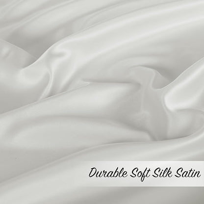 StangH Cottage Ruffle Curtains 96 Inch, Luxurious Satin Shabby Chic Drapery for High Ceiling, Light Filtering Privacy Window Coverings for Living Room/Backdrop, White, W52 x L96, 2 Panels