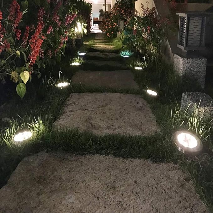 ZGWJ 8 Pack Solar Ground Lights,8 LED Solar Garden Lights Outdoor Waterproof Landscape Lighting for Yard Walkway Patio Lawn Driveway Decoration Warm White