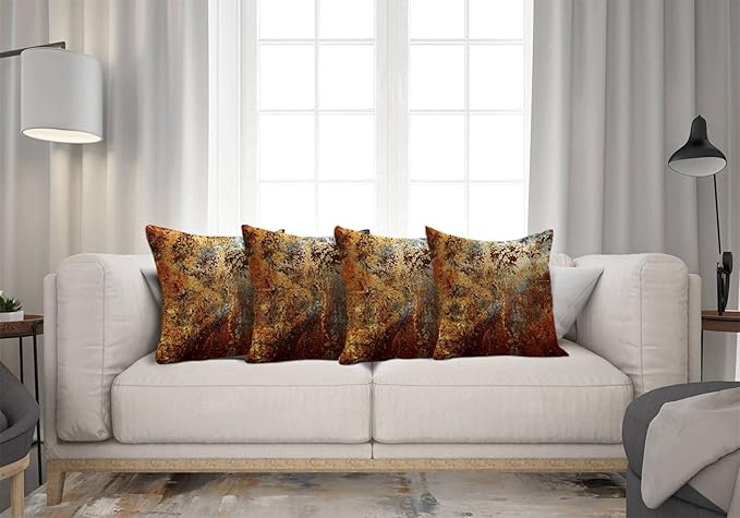 Emvency Set of 4 Throw Pillow Covers Brown Rust Colorful Metal Rusty Steel Iron Structure Wall Door Modern Abstract Decorative Square 20x20 Inches Pillowcases Home Decor Cases Cover