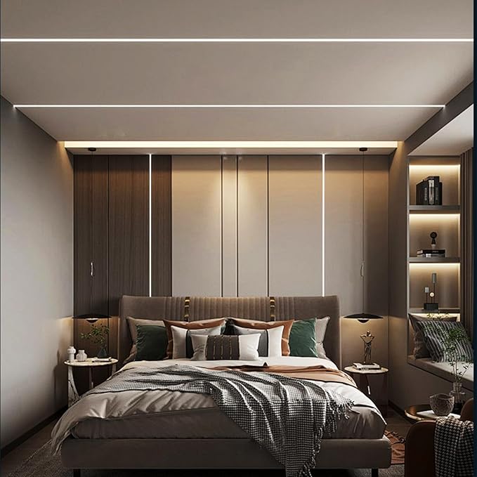10 Pack Aluminum LED Channel 6.6FT/2M Plaster-in with Strip Diffuser and Milky Cover Tape Light Track LED Profile for Various Lighting Applications