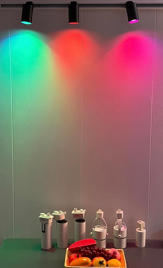 GU10 16-Color RGB Track Lighting Kit, 12-Pack Colour-Changing Spotlights with 3x3.28FT H-Rail, IR Remote RGB Track Lights for Living Room, Home Parties, Nightclubs, Bars