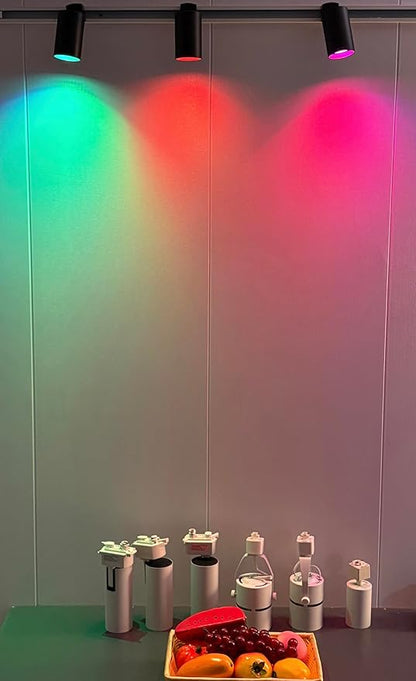 GU10 16-Color RGB Track Lighting Kit, 12-Pack Colour-Changing Spotlights with 3x3.28FT H-Rail, IR Remote RGB Track Lights for Living Room, Home Parties, Nightclubs, Bars