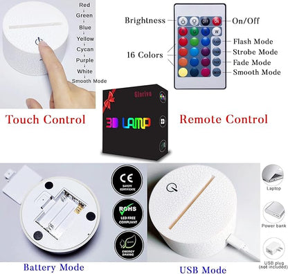 Middle Finger Night Light,16 Colors Remote Control & Smart Touch Dimmable 3D Illusion Bedside Lamp,Bedroom Decoration Birthday Christmas Toy Gift for Kids Boys Girls Friends