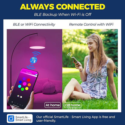 Lightinginside Smart Light Bulb 75W Equivalent, 1100LM 12W RGBCW BR30 E26 Bulb Works with Alexa/Google Home/SmartLife, 2.4G WiFi Bluetooth Recessed Flood LED Bulbs, No Hub Required, ETL Listed, 1PC