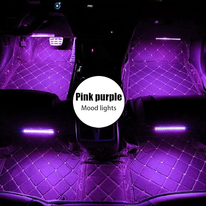 Car LED Atmosphere Lights, Auto Interior Decorative Lamp with Cigarette Adapter Plug, Under Dash Ambient Night Light 12V Car Charger, Vehicle Accessories for Truck, SUV, Sedan (Pink/Purple)