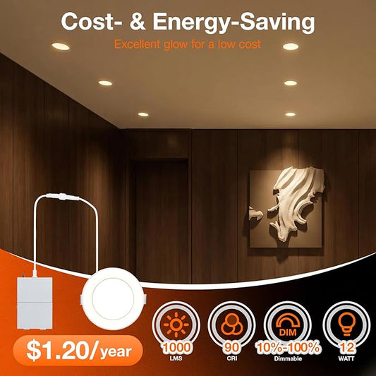 LEDVANCE 6" Night Ring Recessed Ceiling Downlight with Night Light, 12W, Recessed Lighting with 5 CCT (2700K/3000K/3500K/4000K/5000K), 1000 LMS, 90 CRI, Energy Star, Damp Rated - 1 Pack (65793)