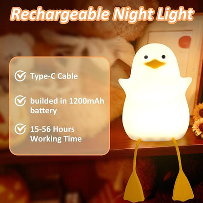 Anywin Duck Night Light, Cute Ducks Gifts, Squishy Silicone Animal Night Lamp for Nursery Bedside with Dimmer & Rechargeable, Gifts for Birthday Holiday Valentine's Day Mothers' Day