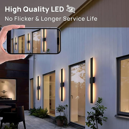 Upgraded 2-Pack 40.1in Black Long Modern LED Outdoor Wall Lights 3000K 4000K 5000K Dimmable Exterior Wall Sconce Outside Light fixtures for House Garage Front Door