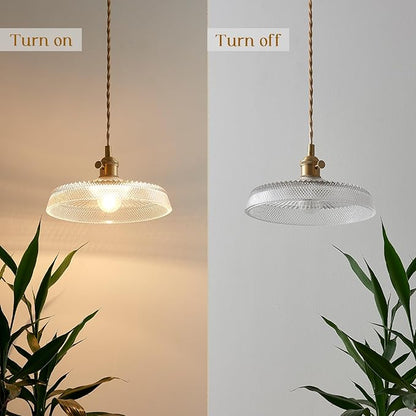 Pendant Lights Kitchen Island, 9.1 Inch Retro Glass Lampshade Hanging Lamp Industrial Braided Light Cord Hanging Lights for Living Room and Bedroom