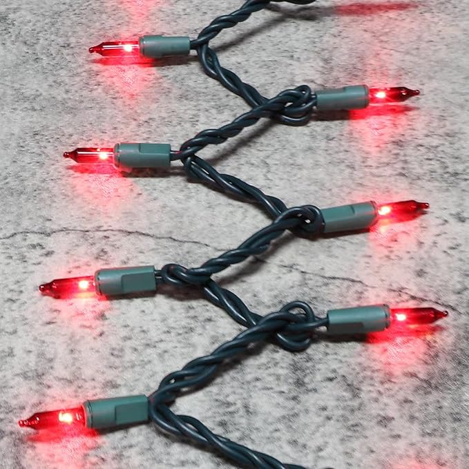 Green Wire,RED Incandescent Bulb 300 Mini String Lights for Indoor Christmas Tree Garland Birthday Wedding Party Festival Decoration