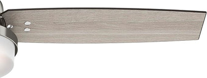 Hunter 52 inch Indoor Ceiling Fan with LED Light and Remote Control - Standard Mount Ceiling Fan, 3 Blades, For Bedroom, Living Room, or Kitchen - Sentinel 59157, Brushed Nickel