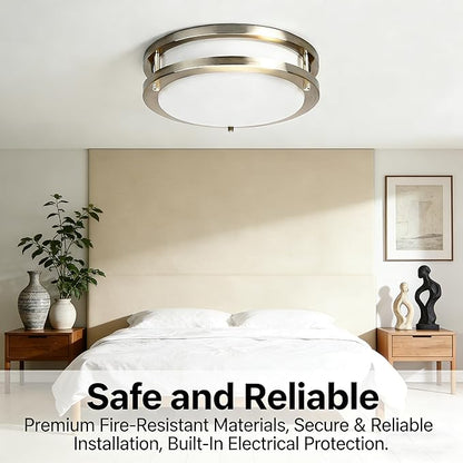 Drosbey 32W Dimmable LED Ceiling Light Fixture, Flush Mount Ceiling Lights for Kitchen, Bathroom, Bedroom, Hallway, 2700K/3000K/3500K/4000K/5000K Adjustable, 300W Equivalent, UL Listed