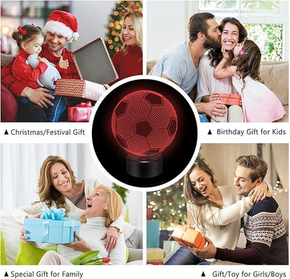 BASSI Soccer Gifts 3D Night Light,16 Colors Changing Touch/Remote Contro, World Cup 2026 Night Light Decor, Soccers 3D Illusion Lamp, Birthday Gifts for Boys Girls, Soccer Stuff Room Decor