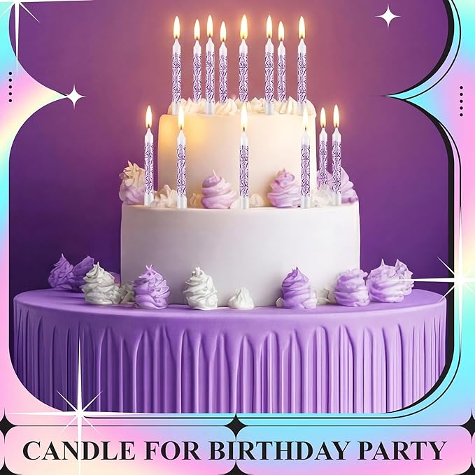 Conelist 12 Pcs White Kpop Themed Birthday Candles Purple Lightning Birthday Decorations Cartoon Movie Cake Toppers for Themed Party Supplies