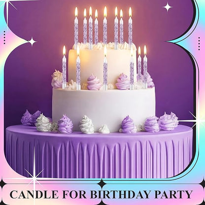 Conelist 12 Pcs White Kpop Themed Birthday Candles Purple Lightning Birthday Decorations Cartoon Movie Cake Toppers for Themed Party Supplies