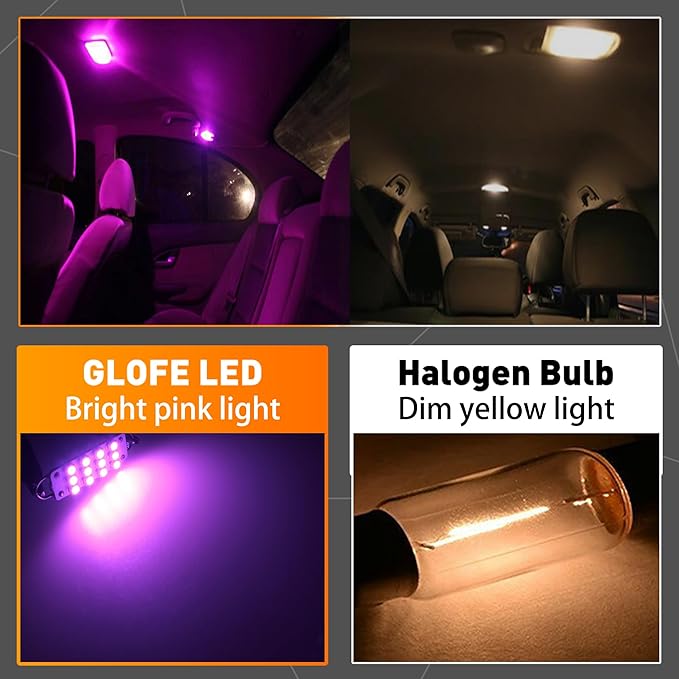 Festoon Rigid Loop 561 562 567 564 44mm Led Light Purple Pink Replacement for Car Interior Light Dome Map Light Door Courtesy Lights Trunk Light (Pack of 2)