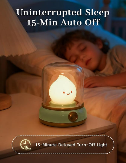 WANIDEA Chibi Flame Lamp, Sleep White Noise Machine Night Light,Waterproof Shower Lamp5 White Noise with 4 Level Volume Adjustment, Rechargeable Lamp,Decor,Gift for Girls