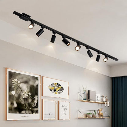 12-Light LED Track Lighting Kit with 13FT H Track Lighting Rails & Floating Canopy Connector, GU10 Track Light Kit, Modern Kitchen Track Lighting Fixtures Ceiling Spot Light, Black(No Bulbs)