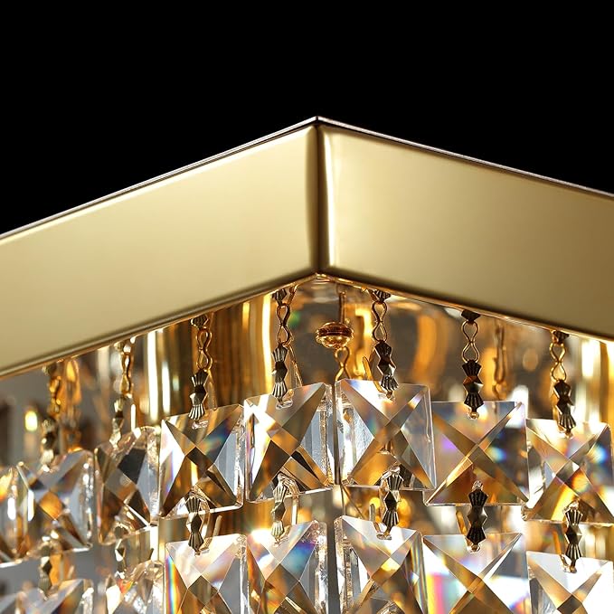 59-inch Modern Crystal Chandelier,13-Light K9 Crystal Rectangle Chandelier for Dining Room,Kitchen Island Adjustable Hanging Pendant Light Fixture,Gold Brass