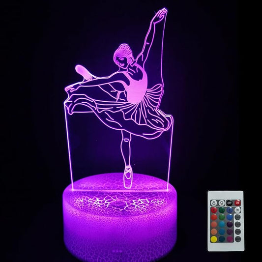 3D Ballerina Night Light, Illusion Table Lamp with 16 Colors Remote Control Touch Lamp LED USB Night Light Desk Lamps Room Decorations Home Decor Holiday Gifts Birthday Gifts