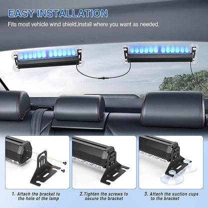 Nilight 24LED Emergency Strobe Traffic Advisor Light Bar 2 in 1 Blue Dash Warning Safety Flashing Lights Front/Rear Windshield Construction Lights for Trucks Cars Plow Police Firefighter Vehicles