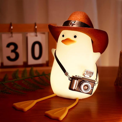 Anywin Duck Night Light for Kids, Cute Benson Ducks Gifts, Squishy Touch Silicone Animal Nursery Bedside Lamp Goose Gifts, Dimmer & Rechargeable, Birthday Gifts for Boys Girls Women Teens(Cowboy Duck)