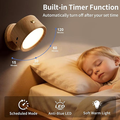 Horta USB Rechargeable Wall Light 2 Pack,360° Rotatable Magnetic Wall Light,Adjustable Wall Light with 3 Color Temperatures+Stepless Dimming with Remote Control Wall Sconce for Bedroom Bedside Hallway