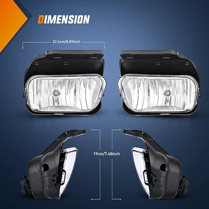 Nilight Fog Light Assembly Compatible with 2003 2004 2005 2006 2007 Chevy Silverado 1500 2500 3500 2002-2006 Avalanche w/o Body Cladding with H10 12V 42W Halogen Bulbs