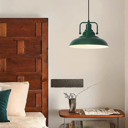 Farmhouse Pendant Light, 12.5inch, 2 Packs Green Kitchen Pendant Lights, Modern Pendant Lights, Pendant Lights Kitchen Island, Pendant Light for Bedroom, Office, Kichen Sink, Library