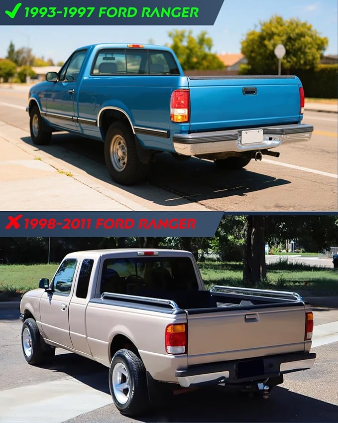 Nilight Taillight Assembly Compatible with 1993 1994 1995 1996 1997 Ford Ranger Red Clear Tail Light OE Style Rear Lamp Replacement Driver Side