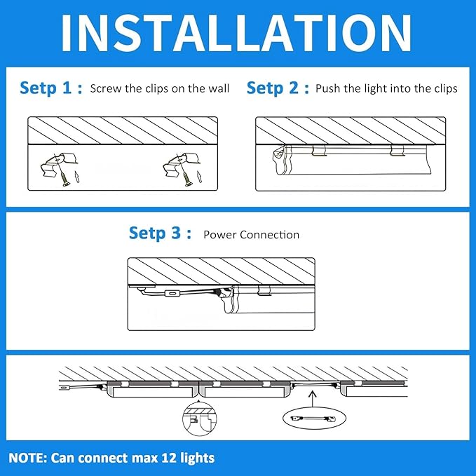 CNSUNWAY LED Shop Light 2FT, 22W 3300LM 6500K, T8 LED Tube Lights, Clear Cover, Ceiling and Utility Shop Lights, Linkable Light Fixture for Workshop, Garage, Workbench, Warehouse, ETL Listed (2 Pack)