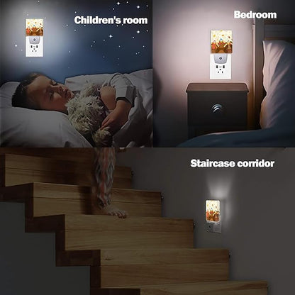 Thanksgiving Holiday Turkey Night Light Plug in Wall Lamp Smart Dusk to Dawn Sensor for Home Decorative, Kids Room Bedroom Bathroom Kitchen Hallway Gifts