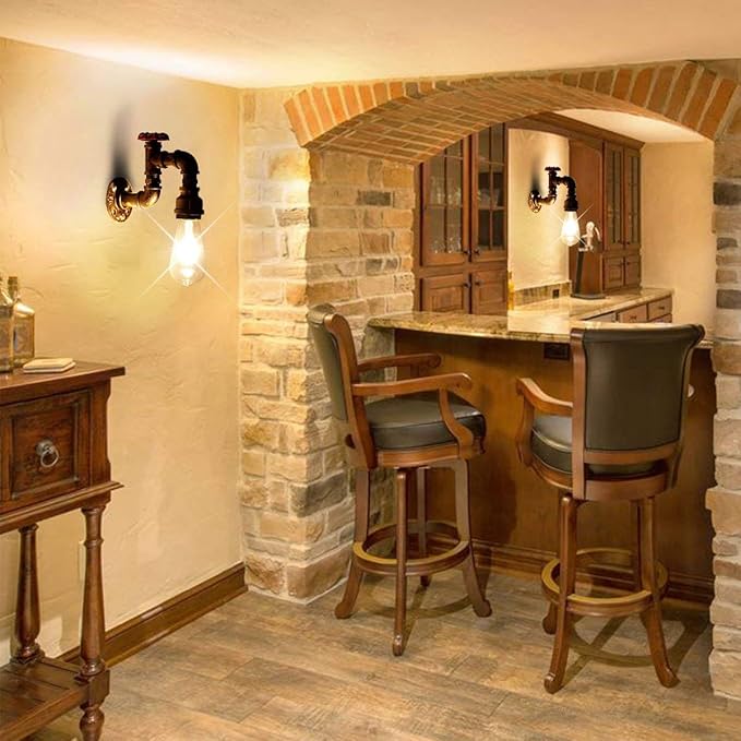 Kawell Vintage Wall Light Fixtures Industrial Retro Wall Sconce Light Creative Water Pipe Wall Lamp Iron Art E26 60W Max for Bedroom Kitchen Restaurant Loft Cafe Bar Hallway