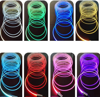 3mm 5meters/16ft PMMA Optic Fiber Cable Side Glow with 12V 1.5W LED Aluminum Illuminator Light Source for Home Car DIY (Cool Blue)