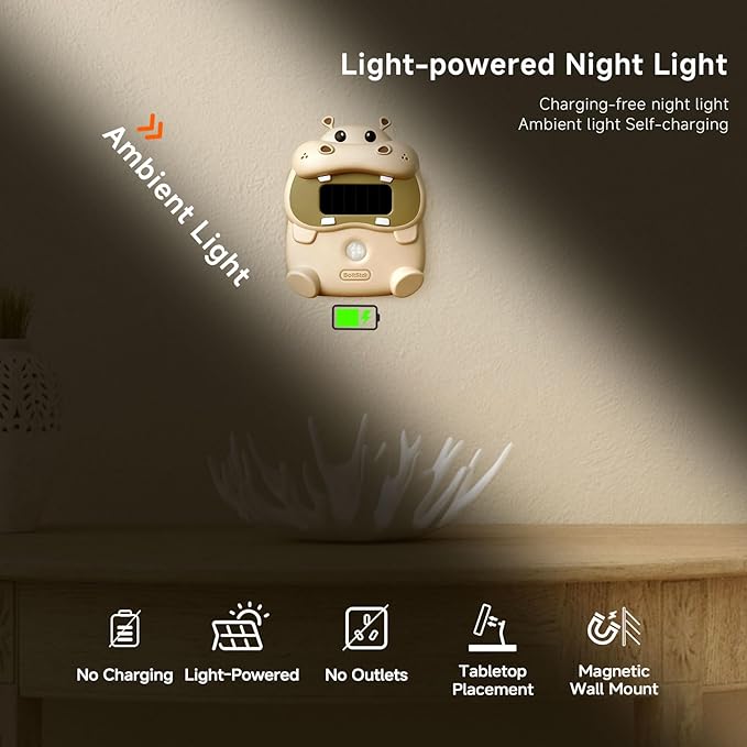 Light-Powered Motion Sensor Night Light, Magnetic Wall Mount/Tabletop, Auto On/Off, 3000K Warm White for Bedroom, Hallway, Bathroom, Kids Room, Best Thoughtful Gift for Holiday & Birthday