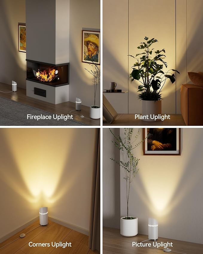 2 Pack Uplights Indoor Floor Can Lights, 3000K/4000K/6000K Spotlight Indoor with GU10 Bulbs, Uplighting Spotlights with Foot Switch for Living Room Corner Sofa House Plant Wall Artwork Decor