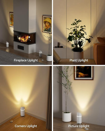 2 Pack Uplights Indoor Floor Can Lights, 3000K/4000K/6000K Spotlight Indoor with GU10 Bulbs, Uplighting Spotlights with Foot Switch for Living Room Corner Sofa House Plant Wall Artwork Decor