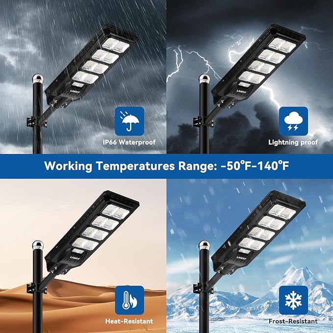 LANGY 2PACK Solar Street Lights Outdoor Lamp 200000 lumens with Remote Control,Dusk to Dawn Motion Sensor,IP66 Waterproof Solar Powered Outdoor Lamp for Parking Lots,Yard,Barn Basketball Court