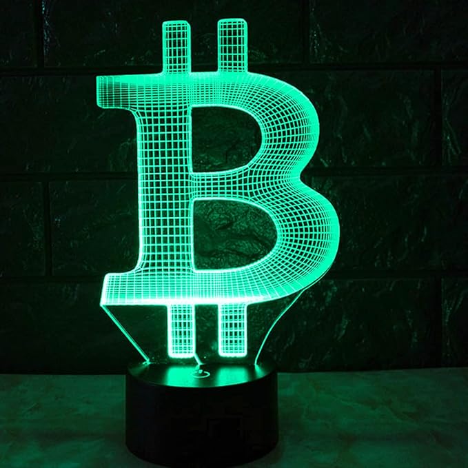 3D Bitcoin Night Light Lamp Illusion 7 Color Changing Touch Switch Table Desk Decoration Lamps Gift with Acrylic Flat ABS Base USB Cable Toy