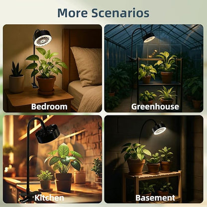 Full Spectrum LED Grow Light with Built-in Cooling Fan, Clip on Plant Lights for Indoor Plants, 2/4/8/12H Auto Timer, 3 Dimmable Levels, CRI 90+ Lamp for Plant Shelves & Succulents 1 Pack
