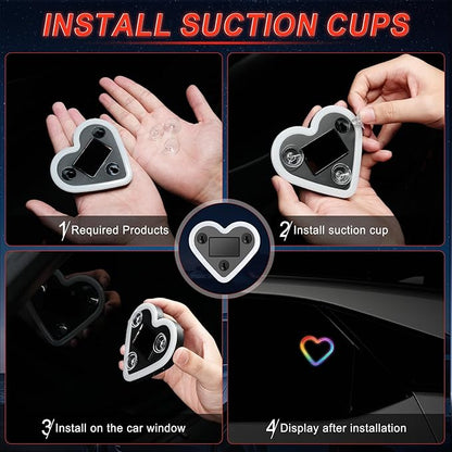 iFunyLED Car LED Interior Lights, Heart-Shaped Ambient Light for Windows, 8 Lighting Modes, Charging Through Type-c and Solar Energy, Car Decorations for Women Men, Pack of 1, (Multicolor)