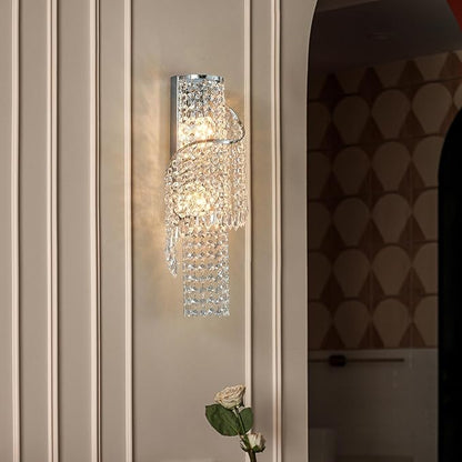 K9 Crystal Chrome Wall Sconces, Adjustable 3-Color LED Wall Light, FixtureVanity Wall Mount Lamps for Living Room Bedroom Bathroom Bedside Hallway Stairway