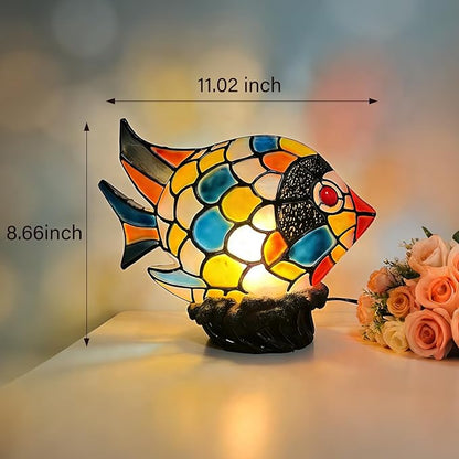 Fish Lamp Home Decor, Ocean Decorations Resin Colorful Fish Table Lamps for Bedroom Living Room Nursery Office, Whimsical Animal Desk Lamp, Birthday Gifts for Girl Mother Grandmother Woman.