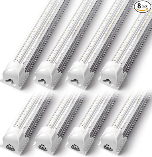 8 Pack T8 led Shop Lights 4ft, 40W 5200LM 5000K Shop Light, Linkable LED Shop Lights for Garage, Workshop, Warehouse, Basement, Clear Cover